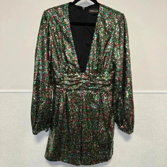 NWT!Gabrielle Union Rainbow Sequence Romper, Small, Party, Cocktail, Formal, NYE - Picture 2 of 16